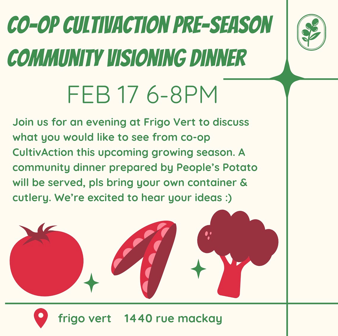 Coop Cultivaction Pre-Season Community Visioning Dinner